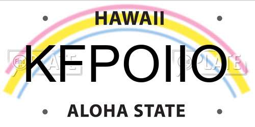 KFPOIIO Hawaii License Plate