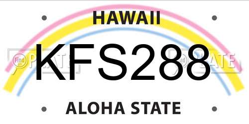 KFS288 Hawaii License Plate