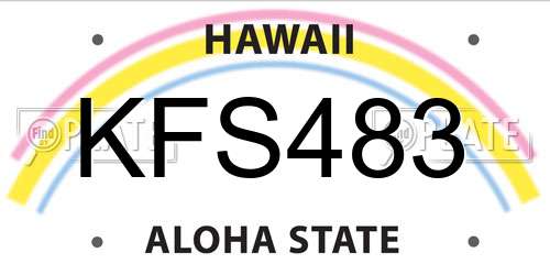 KFS483 Hawaii License Plate