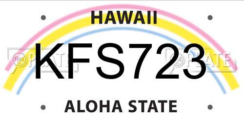 KFS723 Hawaii License Plate
