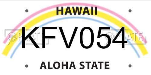 KFV054 Hawaii License Plate