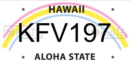 KFV197 Hawaii License Plate