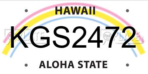 KGS2472 Hawaii License Plate