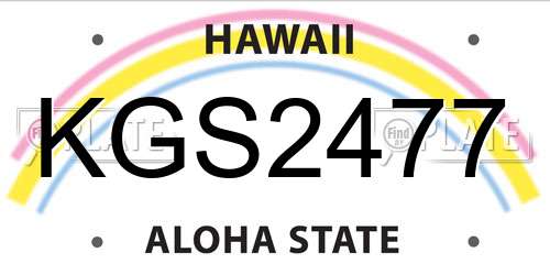 KGS2477 Hawaii License Plate