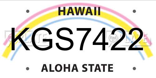 KGS7422 Hawaii License Plate