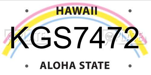 KGS7472 Hawaii License Plate