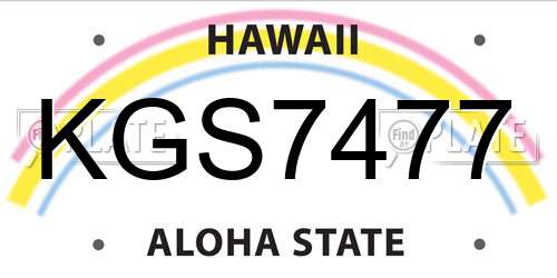 KGS7477 Hawaii License Plate