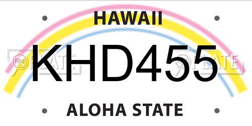 KHD455 Hawaii License Plate