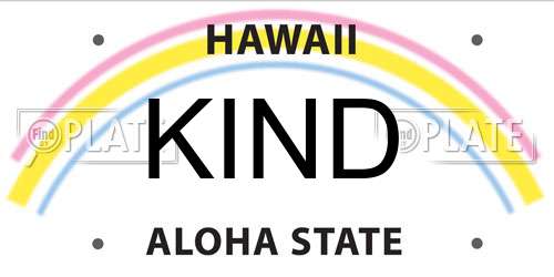 KIND Hawaii License Plate