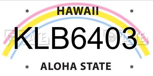 KLB6403 Hawaii License Plate