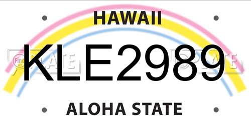 KLE2989 Hawaii License Plate