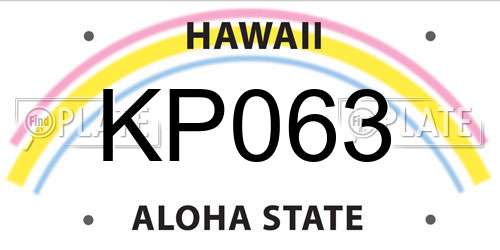 KP063 Hawaii License Plate