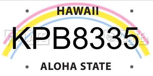 KPB8335 Hawaii License Plate