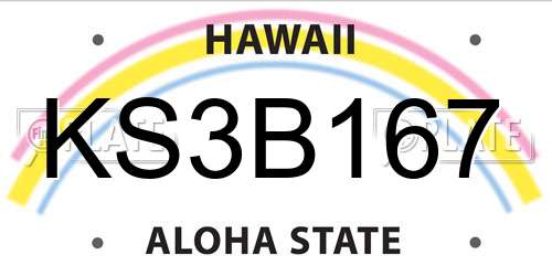 KS3B167 Hawaii License Plate