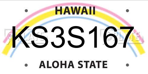 KS3S167 Hawaii License Plate