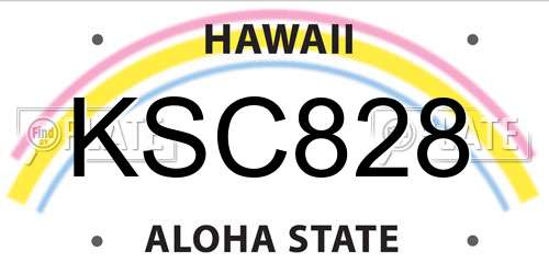 KSC828 Hawaii License Plate