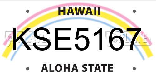 KSE5167 Hawaii License Plate