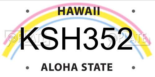 KSH352 Hawaii License Plate