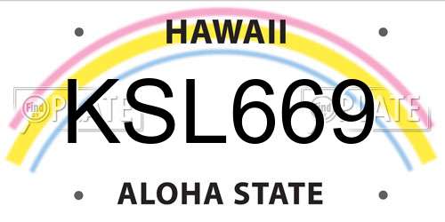 KSL669 Hawaii License Plate