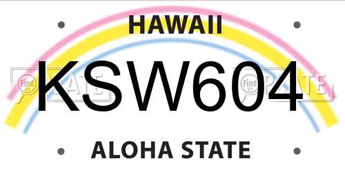 KSW604 Hawaii License Plate