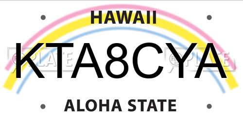 KTA8CYA Hawaii License Plate