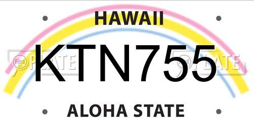 KTN755 Hawaii License Plate