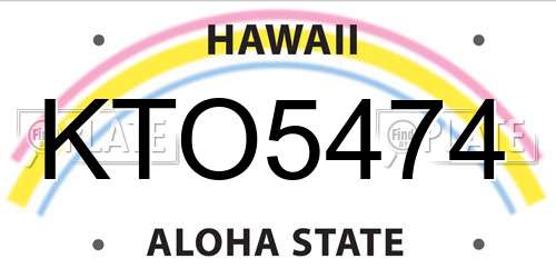 KTO5474 Hawaii License Plate