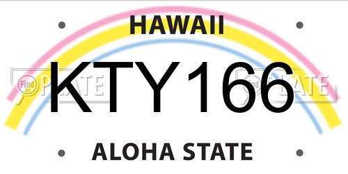 KTY166 Hawaii License Plate