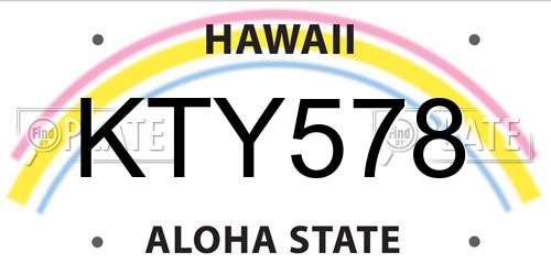 KTY578 Hawaii License Plate
