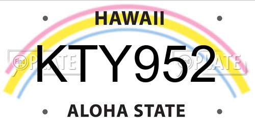 KTY952 Hawaii License Plate