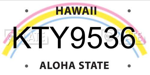 KTY9536 Hawaii License Plate