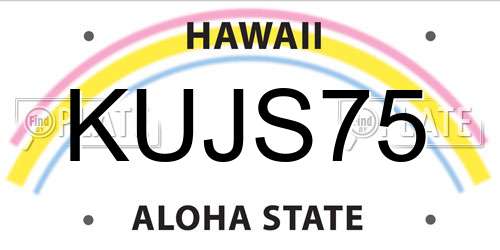 KUJS75 Hawaii License Plate