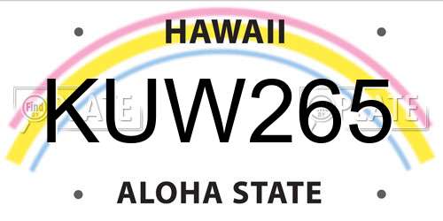 KUW265 Hawaii License Plate