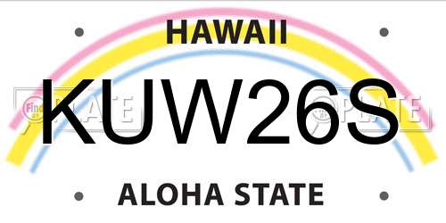 KUW26S Hawaii License Plate