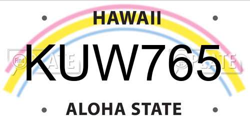 KUW765 Hawaii License Plate
