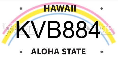 KVB884 Hawaii License Plate