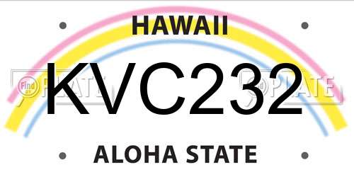 KVC232 Hawaii License Plate