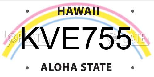 KVE755 Hawaii License Plate