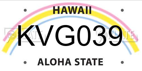 KVG039 Hawaii License Plate