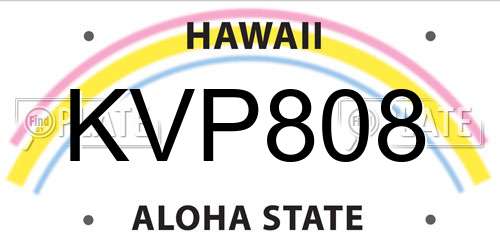 KVP808 Hawaii License Plate