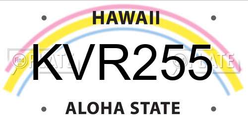 KVR255 Hawaii License Plate