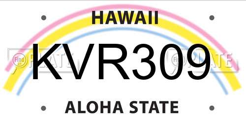 KVR309 Hawaii License Plate