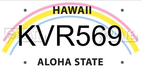 KVR569 Hawaii License Plate