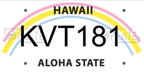 KVT181 Hawaii License Plate