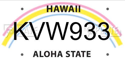 KVW933 license plate in HI state