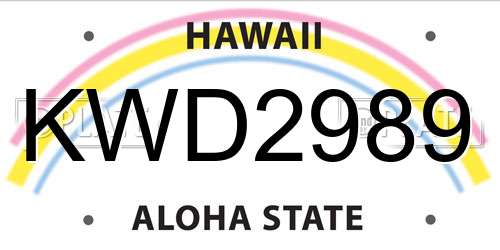 KWD2989 Hawaii License Plate