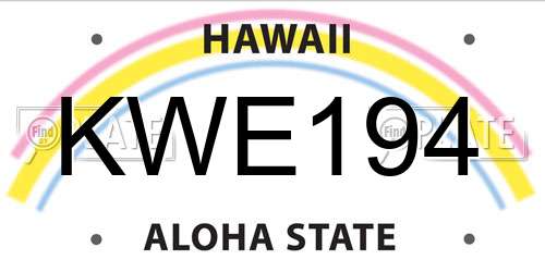 KWE194 Hawaii License Plate