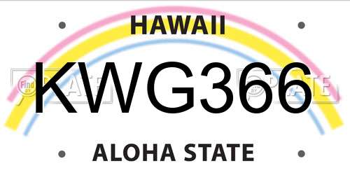 KWG366 Hawaii License Plate