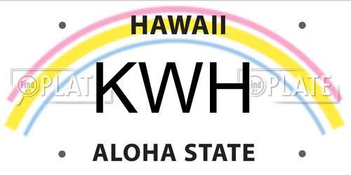 KWH Hawaii License Plate