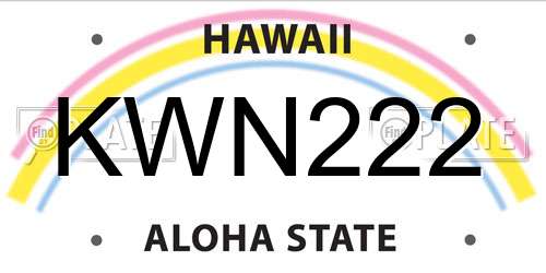 KWN222 Hawaii License Plate